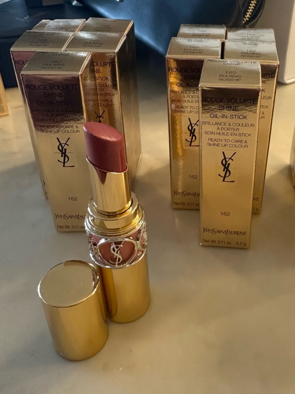 Bundle of 5 -YSL Rouge Volupté Shine Lipstick - Pulsing Rosehip  (162)